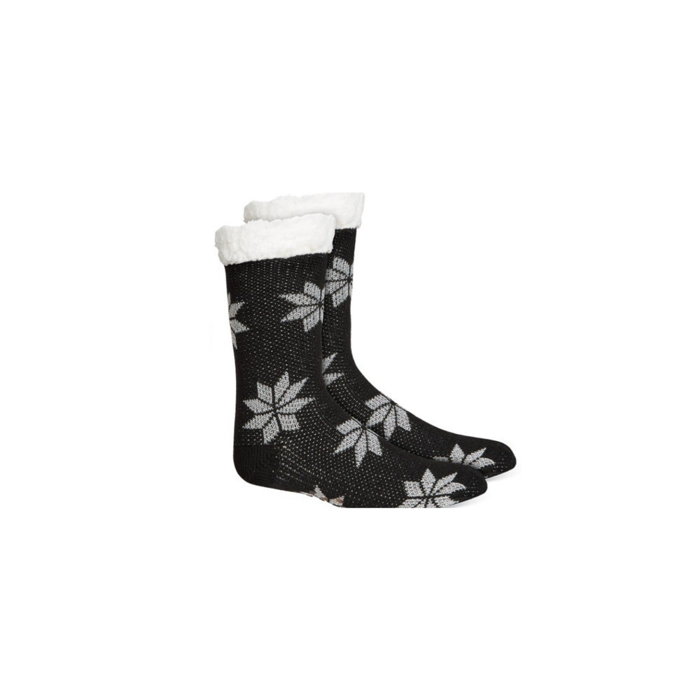 F268 Charter Club Women's Christmas Holiday Slipper Socks with Fleece & Grippers